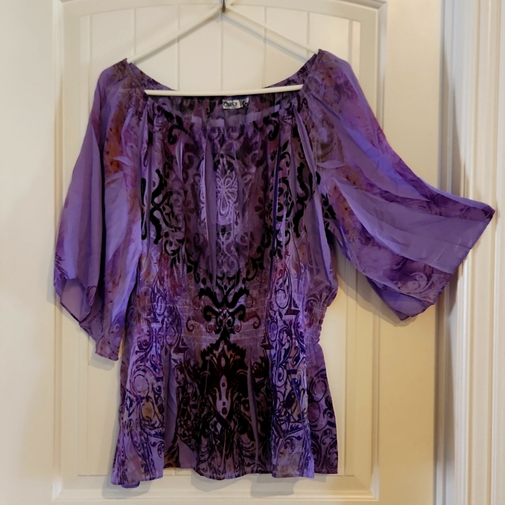 Purple pleated flowing top